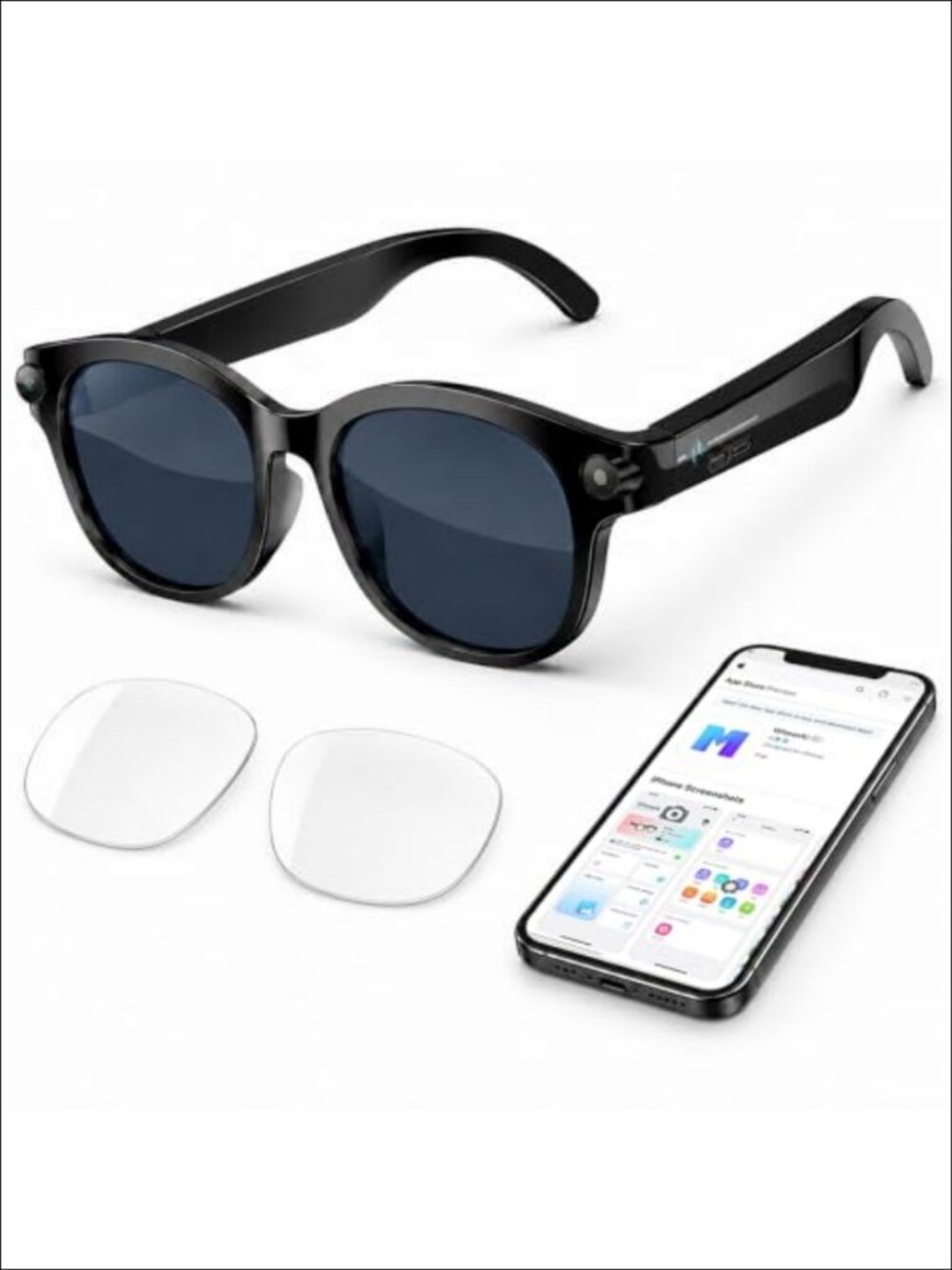 Smart Glasses with Camera Bluetooth Audio AI Voice Control